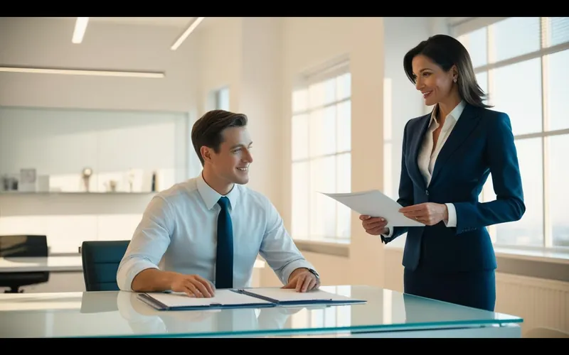 Two office professionals reviewing documents at a desk