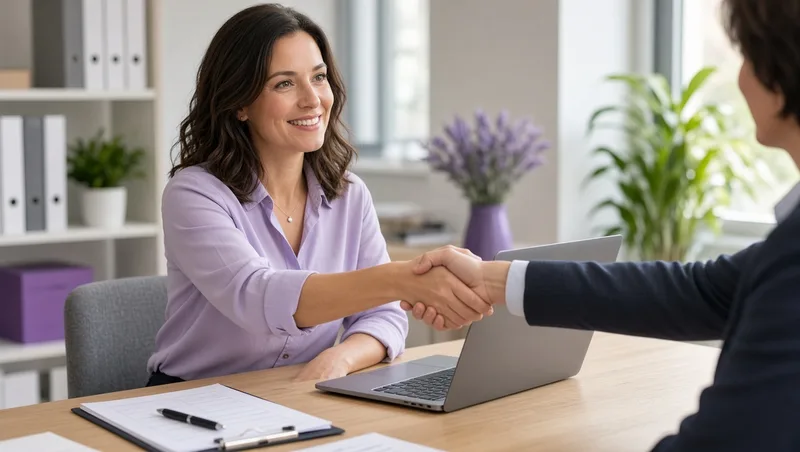 Recruiter shaking hands with a candidate after an interview